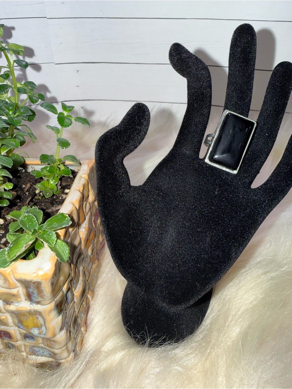 Adjustable Chunky Black Stone Statement Ring